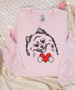 Pomeranian valentine sweatshirt Unisex Crewneck Sweatshirt