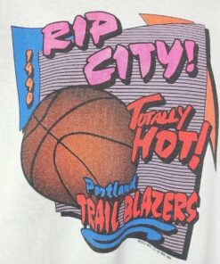 Portland Trail Blazers Sweatshirt Vintage 90s 1990 Rip City Tshirt Hoodie Crewneck Sweatshirt Reprinted Full Color Full Size Gifts for NBA Fans