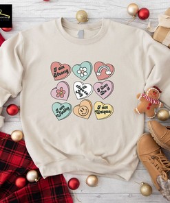 Positive Affirmations Sweatshirt, Teacher Valentine Sweatshirt, Women's Valentines Day Sweatshirt, Retro Heart Sweatshirt