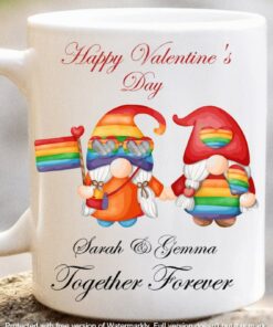 Pride Valentines Mug, Gay Gnome Mug, Lesbian Coffee Tea Cup, Personalised Pride Lover Mug, Handmade In The Uk