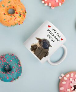 Pug Dog Valentines Day Mug, Cute Dog Mug For Loved One, White Glossy Mug, Yo Da Puggin Best, Funny Gift
