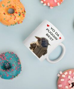 Pug Dog Valentines Day Mug, Cute Dog Mug For Loved One, White Glossy Mug, Yo Da Puggin Best, Funny Gift