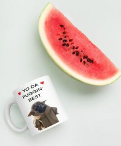 Pug Dog Valentines Day Mug, Cute Dog Mug For Loved One, White Glossy Mug, Yo Da Puggin Best, Funny Gift