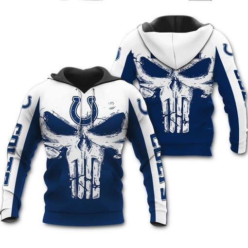 Punisher Skull Indianapolis Colts 3D All Over Print Hoodie With Zipper