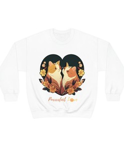 Purrrfect Love, Valentines gift, Hearts, Cat, Sweater, Unisex Crewneck Sweatshirt, Unisex Sweatshirt, Couple Gift