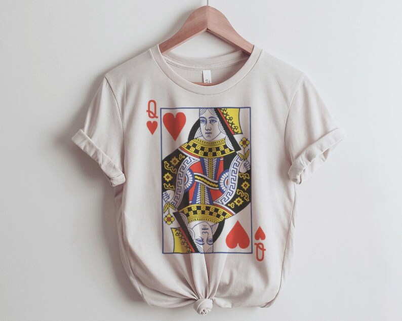 Queen of Hearts Graphic Tee Shirt for Women, Oversized Style Women's T-Shirt Vintage Feminist Tee, Playing Cards, tshirt, Gift for her - Image 2