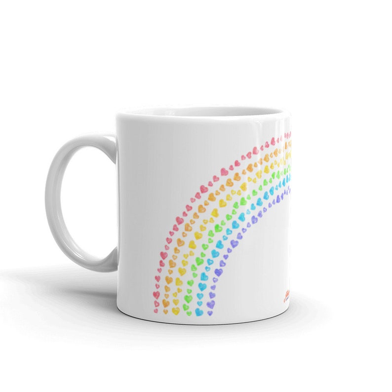 Rainbow Hearts Valentine's Day Coffee Mug, Valentine Mug, Colorful Valentines Day Gift For Her