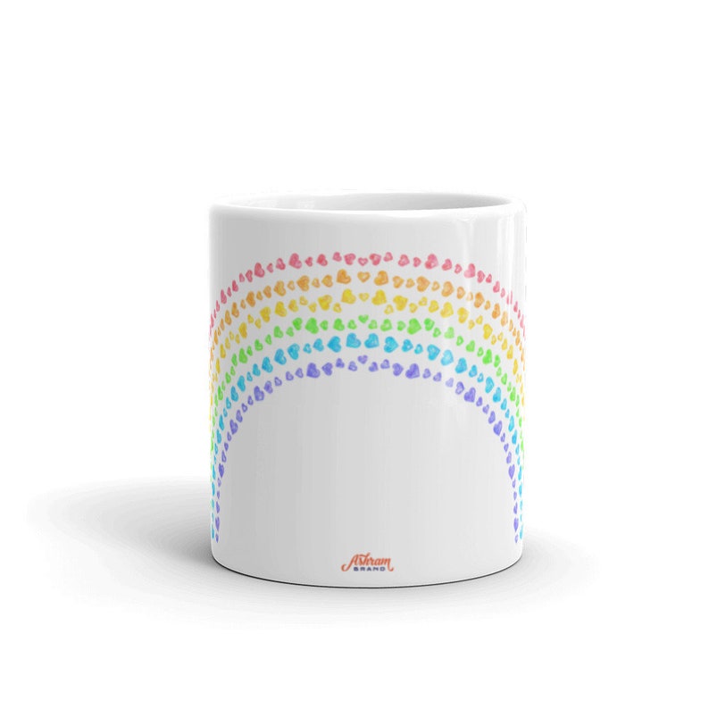 Rainbow Hearts Valentine's Day Coffee Mug, Valentine Mug, Colorful Valentines Day Gift For Her