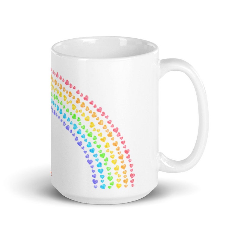 Rainbow Hearts Valentine's Day Coffee Mug, Valentine Mug, Colorful Valentines Day Gift For Her