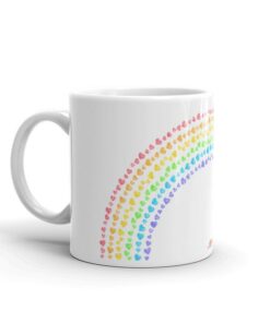 Rainbow Hearts Valentine's Day Coffee Mug, Valentine Mug, Colorful Valentines Day Gift For Her, Sending Love Friendship