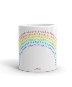 Rainbow Hearts Valentine's Day Coffee Mug, Valentine Mug, Colorful Valentines Day Gift For Her, Sending Love Friendship
