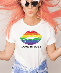Rainbow Lips Shirt, Lesbian Gay Bi Trans Queer Tee, Lgbtq Kiss Unisex Tshirt