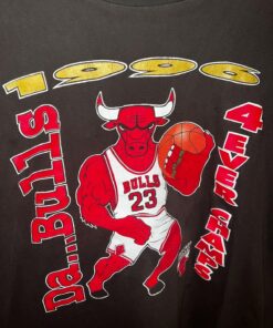 Rare 1996 Bulls “4 Ever Champs” Rap Tshirt Hoodie Crewneck Sweatshirt Reprinted Full Color Full Size Gifts for NBA Fans