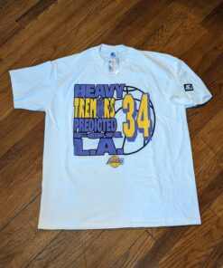 Rare Shaq Lakers Heavy Tremors Tshirt Hoodie Crewneck Sweatshirt Reprinted Full Color Full Size Gifts for NBA Fans