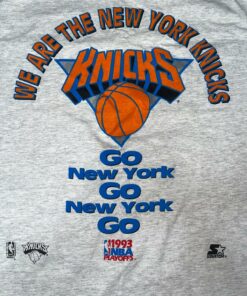 Rare Vintage Style 1993 NBA New York Go Knicks T Shirt Made Usa Tshirt Hoodie Crewneck Sweatshirt Reprinted Full Color Full Size Gifts for NBA Fans