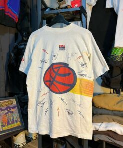 Rare Vintage Style Basketball Usa Dream Team All Over Tshirt Hoodie Crewneck Sweatshirt Reprinted Full Color Full Size Gifts for NBA Fans