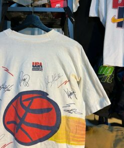 Rare Vintage Style Basketball Usa Dream Team All Over Tshirt Hoodie Crewneck Sweatshirt Reprinted Full Color Full Size Gifts for NBA Fans