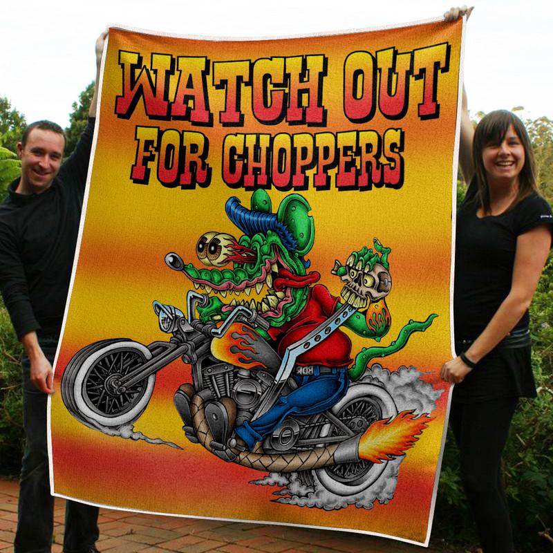 Rat Fink Watch Out For Choppers Blanket