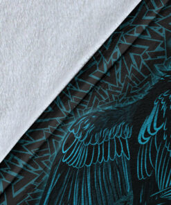 Raven Valknut Cyan Viking Sherpa Fleece Blanket