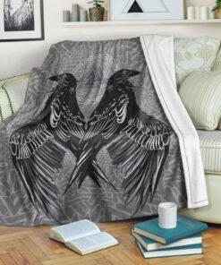 Raven Valknut Viking Sherpa Fleece Blanket