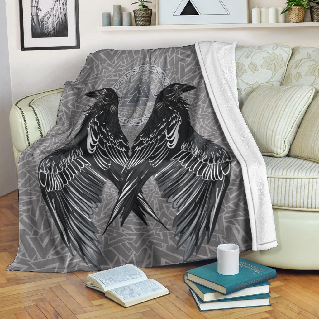Raven Valknut Viking Sherpa Fleece Blanket