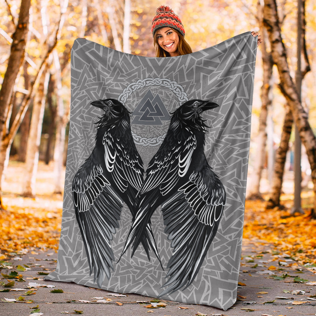 Raven Valknut Viking Sherpa Fleece Blanket