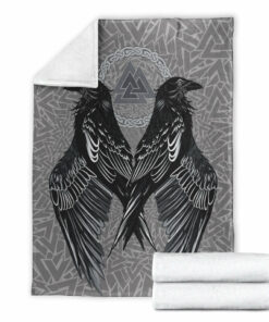 Raven Valknut Viking Sherpa Fleece Blanket