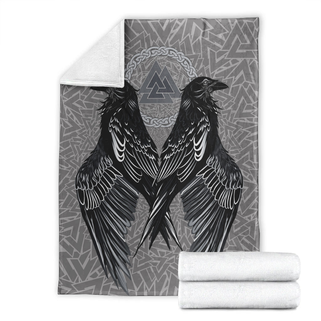 Raven Valknut Viking Sherpa Fleece Blanket