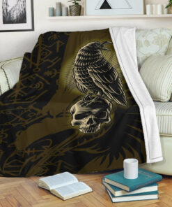 Raven Viking Sherpa Fleece Blanket Gifts for Viking Lovers