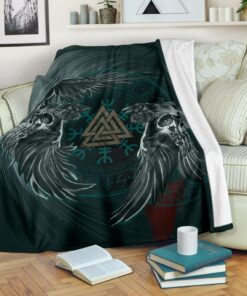 Ravens Skull Tattoo Viking Blanket