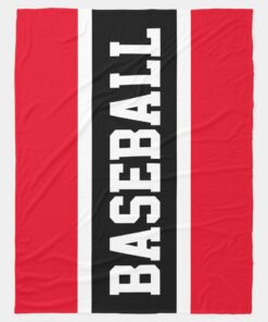 Red Black White Baseball Text Stripes Blanket