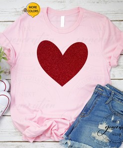Red Glitter Heart Shirt, Red Heart Shirt, Valentines Day Shirt, Heart Shirt, Glitter Heart Shirt, Valentines Shirt, Valentines Gift Tee