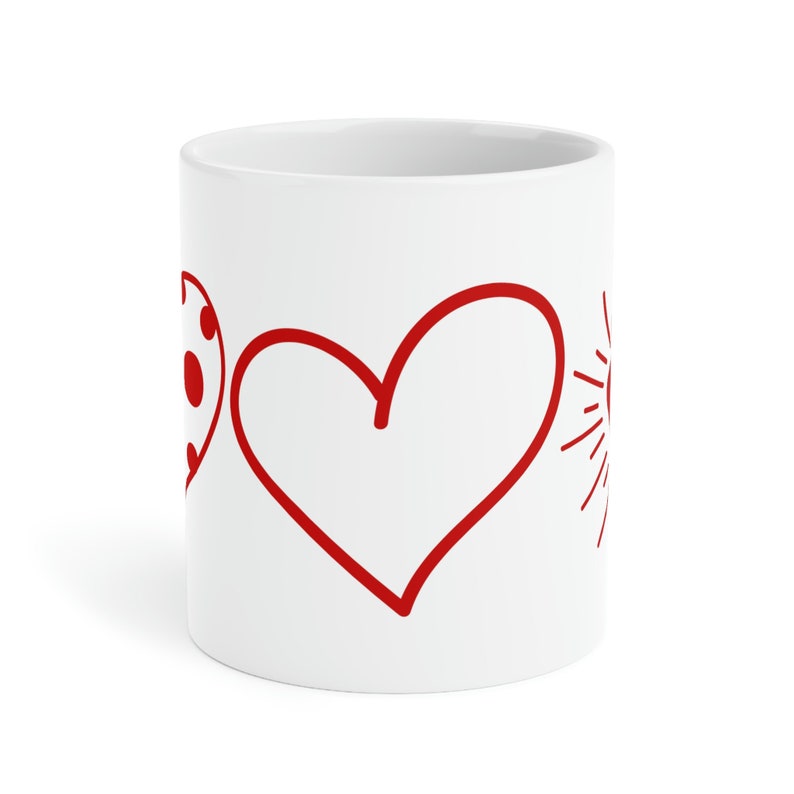 Red Hearts On A Ceramic Mug, Coffee Mug Valentine Gift, Gift For Her Or Him