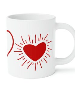 Red Hearts On A Ceramic Mug, Coffee Mug Valentine Gift, Gift For Her Or Him