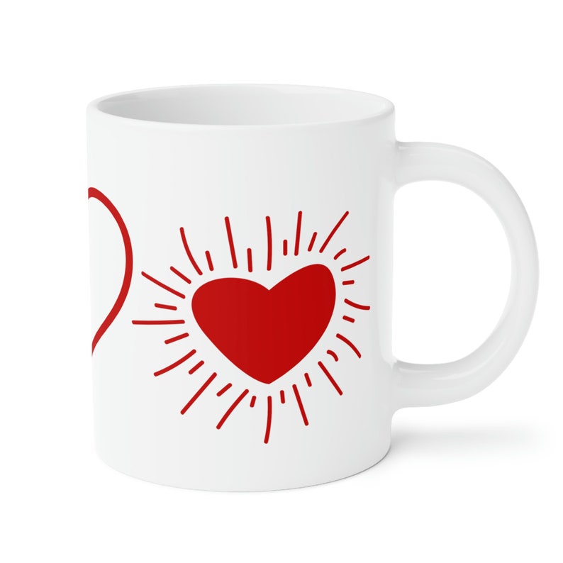 Red Hearts On A Ceramic Mug, Coffee Mug Valentine Gift, Gift For Her Or Him