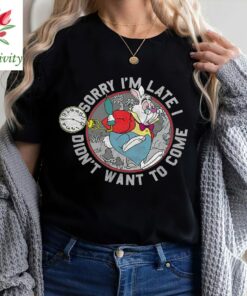 Retro 90s Disney Alice In Wonderland White Rabbit Sorry I Am Late Shirt, Unisex T-shirt Family Birthday Gift Adult Kid Toddler Tee