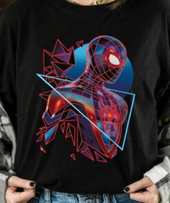 Retro 90s Marvel Spider-Man Miles Morales Game Digital Neon Shirt, MCU Fans Gift, Unisex T-shirt Family Birthday Gift Adult Kid Toddler Tee