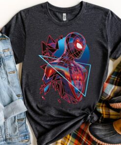 Retro 90s Marvel Spider-Man Miles Morales Game Digital Neon Shirt, MCU Fans Gift, Unisex T-shirt Family Birthday Gift Adult Kid Toddler Tee