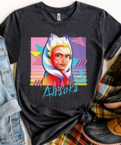 Retro 90s Star Wars Ahsoka Retro Neon Poster Shirt, Galaxy's Edge Holiday Unisex T-shirt Family Birthday Gift Adult Kid Toddler Tee