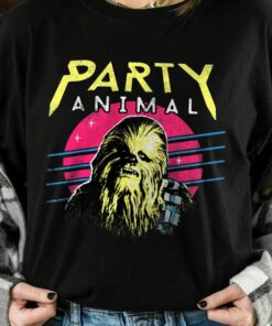 Retro 90s Star Wars Chewbacca Neon Party Animal Shirt, Galaxy's Edge Trip, Unisex T-shirt Family Birthday Gift Adult Kid Toddler Tee
