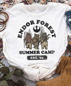 Retro 90s Star Wars Ewoks Endor Forest Summer Camp Shirt, Galaxy's Edge Trip Unisex T-shirt Family Birthday Gift Adult Kid Toddler Tee