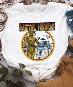 Retro 90s Star Wars R2-D2 C-3PO Metal Heads Circle Portrait Shirt, Galaxy's Edge, Unisex T-shirt Family Birthday Gift Adult Kid Toddler Tee