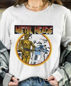 Retro 90s Star Wars R2-D2 C-3PO Metal Heads Circle Portrait Shirt, Galaxy's Edge, Unisex T-shirt Family Birthday Gift Adult Kid Toddler Tee