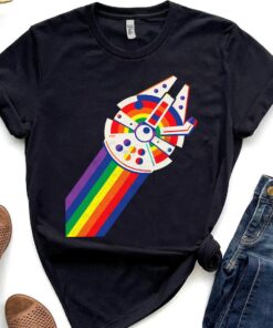 Retro 90s Star Wars Rainbow Millennium Falcon Shirt, Galaxy's Edge Trip, Unisex T-shirt Family Birthday Gift Adult Kid Toddler Tee