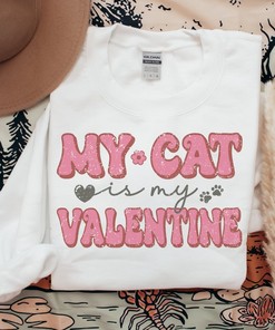 Retro Cat Sweatshirt, Retro Valentine's Day Sweatshirt, Cat Lover Shirt, Unisex Sweatshirt, Vintage Valentine's Sweatshirt, Cat Lover Shirt