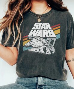 Retro Disney Star Wars Millennium Falcon Retro Rainbow Stripe Shirt, Galaxy's Edge Unisex T-shirt Family Birthday Gift Adult Kid Toddler Tee