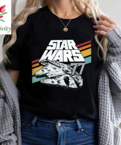 Retro Disney Star Wars Millennium Falcon Retro Rainbow Stripe Shirt, Galaxy's Edge Unisex T-shirt Family Birthday Gift Adult Kid Toddler Tee