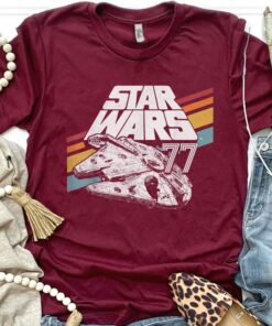 Retro Disney Star Wars Millennium Falcon Retro Rainbow Stripe Shirt, Galaxy's Edge Unisex T-shirt Family Birthday Gift Adult Kid Toddler Tee