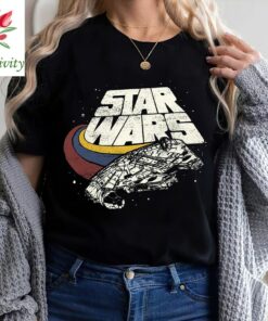 Retro Disney Star Wars Millennium Falcon Ship Three Stripes Shirt, Galaxy's Edge Unisex T-shirt