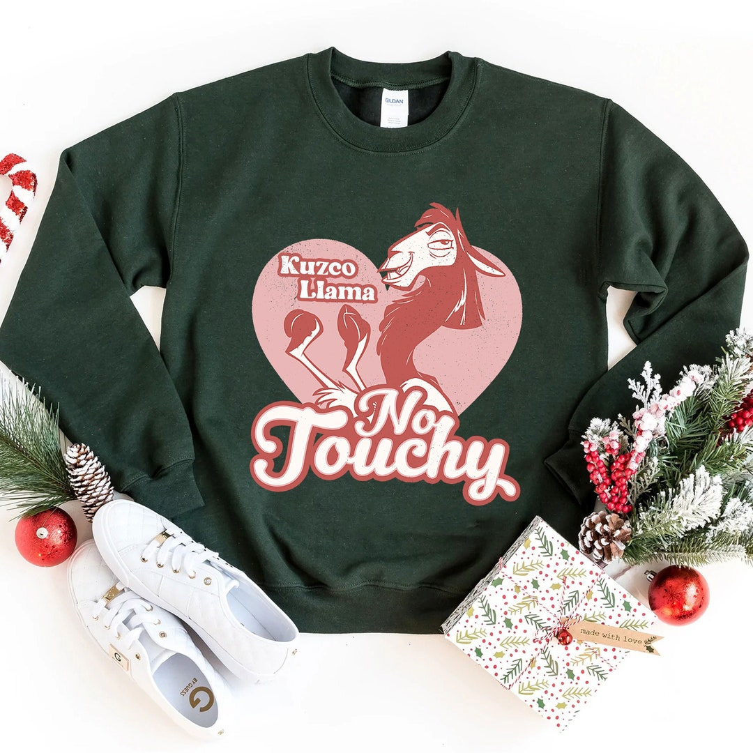 Retro Kuzco Llama No Touchy Sweatshirt Disney Valentine Kuzo Llama No Touchy Love Heart Unisex T-shirt Valentine's Day Shirt Gift For Couple